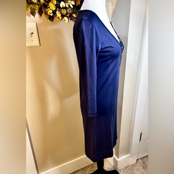 LILLY PULITZER Palmetto Pima Cotton V Neck T Shirt Dress in True Navy NWT Sz XS - Picture 6 of 14